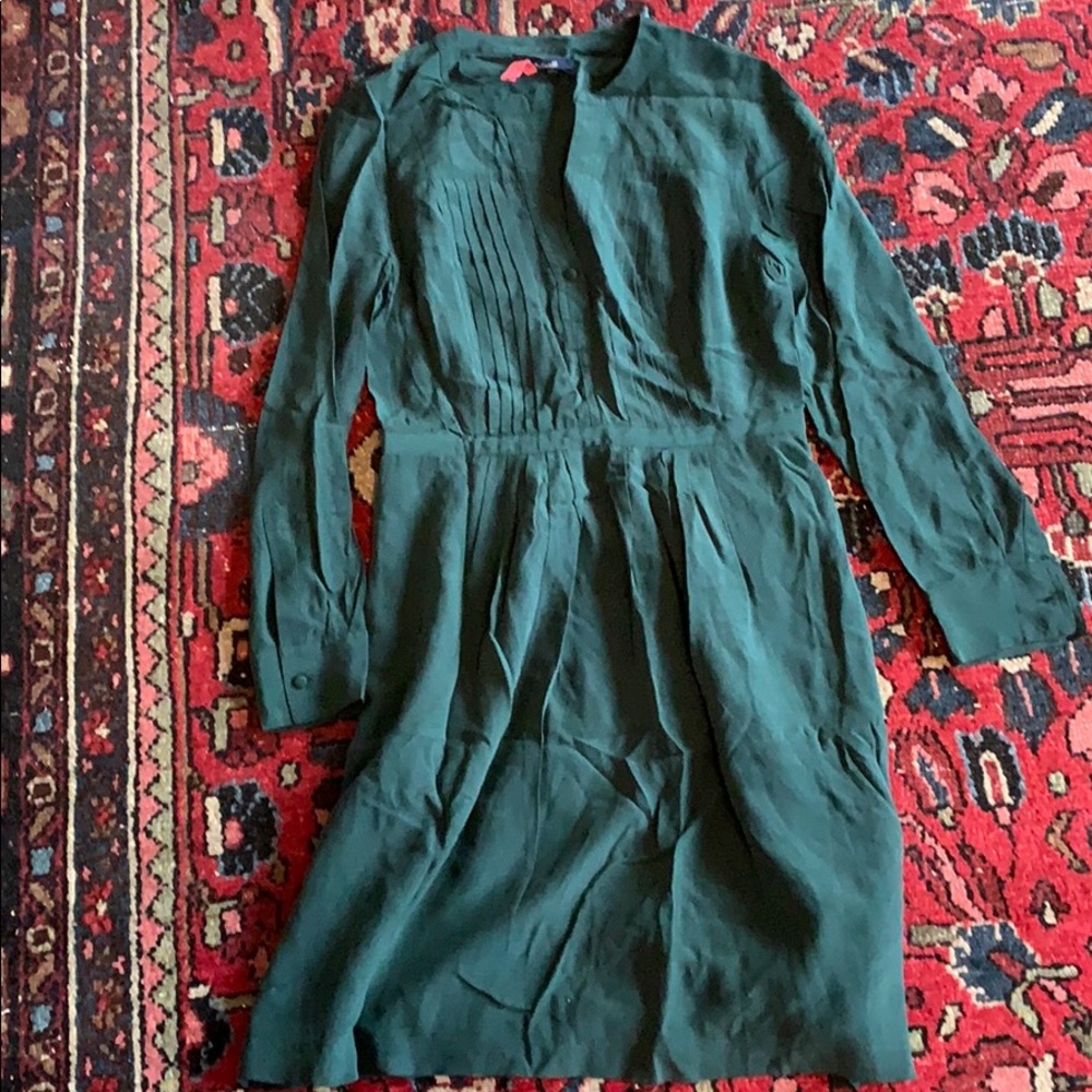 Madewell silk green long sleeve dress